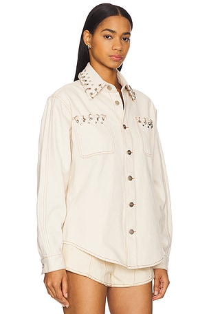 AKNVAS x REVOLVE Cam Denim Shirt With Modified Rings in Cream