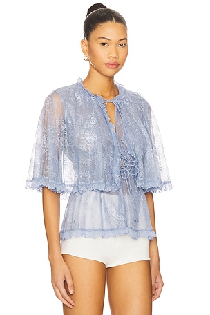 AKNVAS Leah Lace Top in Blue