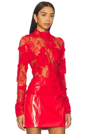 AKNVAS Freja Lace Top in Red