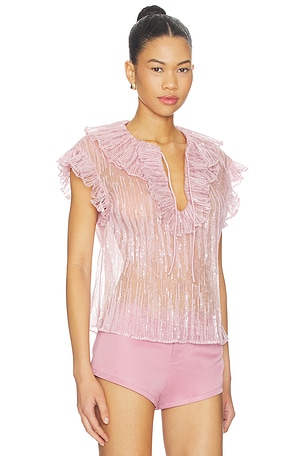 AKNVAS Este Ruffle Top in Pink