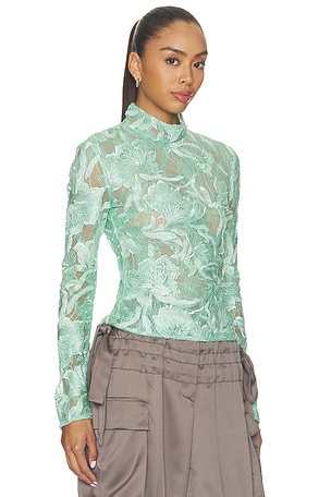 AKNVAS Freja Beaded Lace Top in Mint