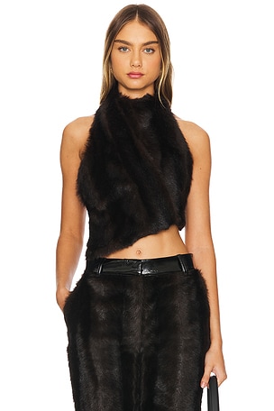 Giorgia Faux Fur Halter Top AKNVAS