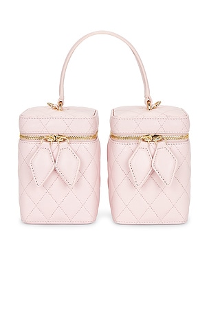 AKNVAS Rox Mini Quilted Leather Double Box Bag in Pink