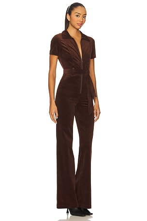 Alice + Olivia Gorgeous Wide Leg Jumpsuit in Brown