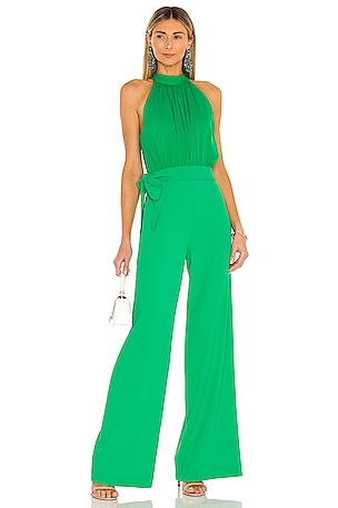 Alice + Olivia Thelma Halter Neck Jumpsuit in Mint Kelly | REVOLVE