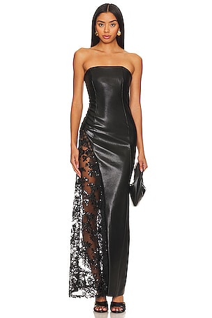 Retha Faux Leather Lace Maxi DressAlice + Olivia$695