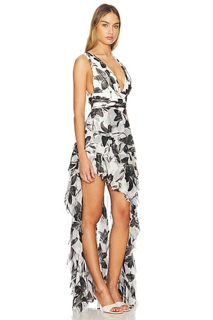 Alice + Olivia Holly Ruffle Maxi Dress in Black