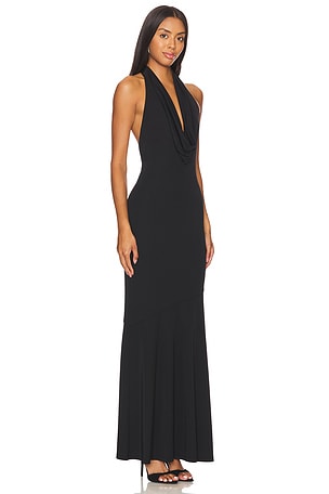 Alice + Olivia Dani Deep Cowl Maxi Dress in Black