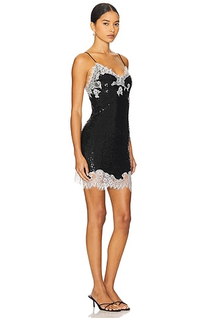 Alice + Olivia Harley Sequin Mini Slip Dress in Black