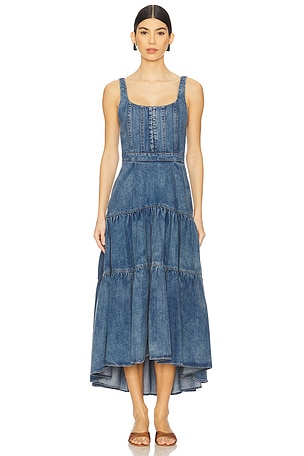 Diana Structured Denim Midi Dress Alice + Olivia