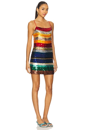 Alice + Olivia Bridget Mini Dress in Red,Yellow,Blue