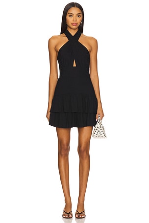 Evelina Halter Mini Dress With Scarf Alice + Olivia