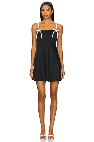 Morgan Babydoll Mini Dress With Bow Dtl Alice + Olivia