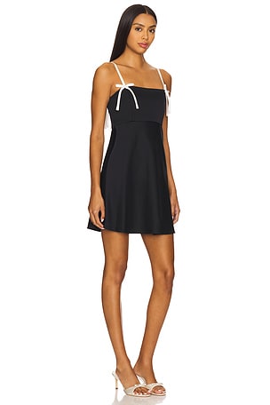Alice + Olivia Morgan Babydoll Mini Dress With Bow Dtl in Black
