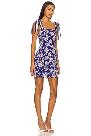 Alice + Olivia Maryann Tie Shoulder Dress in Blue