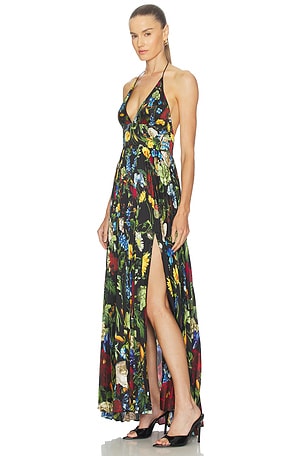 Alice + Olivia Hannah Deep V Slit Maxi Dress in Black