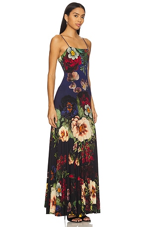 Alice + Olivia Augusta Maxi Dress in Blue. Size 6. Also