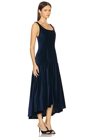 Alice + Olivia Diana Sleeveless Structured Midi Dress in Navy