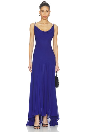 Sarika Twist Strap Hi Low Seamed Slip Dress Alice + Olivia