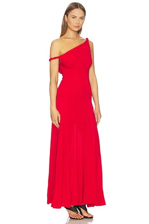Alice + Olivia Noelia Twist Strap Paneled Maxi Dress in Red