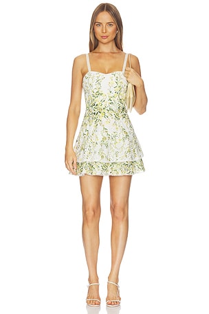 Meredith Sweetheart Drop Ruffle Flare Mini Dress Alice + Olivia