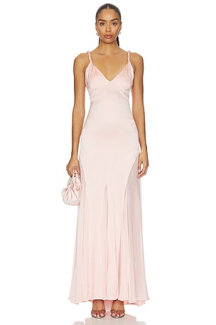 Andrina Twist Strap Flare Maxi Dress With Sheer Godets Alice + Olivia