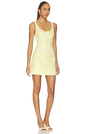 Alice + Olivia Charlotte Scoop Neck Mini Dress in Yellow. Size 12. Also