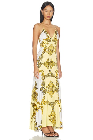 Alice + Olivia Milta Mermaid Slip Dress in Yellow,White. Size 12. Also