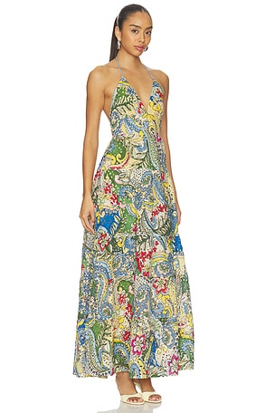 Alice + Olivia Adalyn Halter Maxi Dress in Blue,Green
