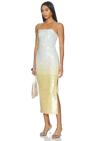 Delora Sequin Strapless Midi Dress Alice + Olivia