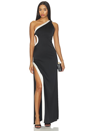 Gwendolyn Asymmetrical Cutout Midi Dress With Hardware Detail Alice + Olivia