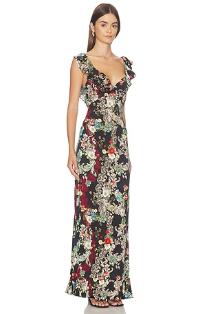 Alice + Olivia Gemma Ruffle Maxi Dress in Black