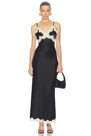Julietta Hi Slit Lace Trim Maxi Slip Dress Alice + Olivia