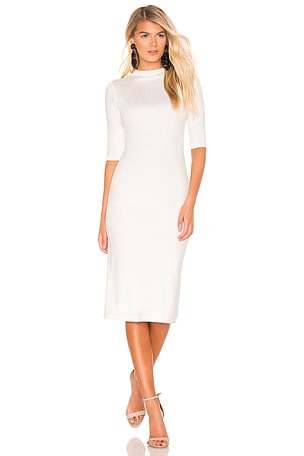 Alice + Olivia Delora Fitted Mock Neck Dress in Off White | REVOLVE