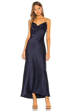 Alice Olivia Harmony Drapey Slip Maxi Dress in Navy REVOLVE
