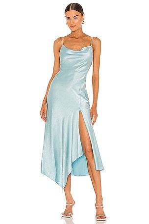 Alice + Olivia Harmony Asymmetrical Midi Dress in Waterfall