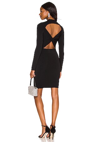 chinese dress ladies alice + olivia Women's Chara Long Sleeve Lace Vegan Pleated Mini Dress,  Black, 0 at Amazon Women's Clothing store