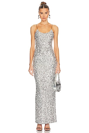 Nelle Embellished Fitted Maxi Dress Alice + Olivia