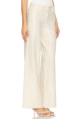 Alice + Olivia Trish Low Rise Embellished Baggy Jean in White