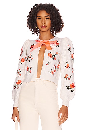 Alice+Olivia - Alice+OliviaKITパフスリーブカーディガン新品 Alice + Olivia Kitty Puff Sleeve Cardigan in Soft White
