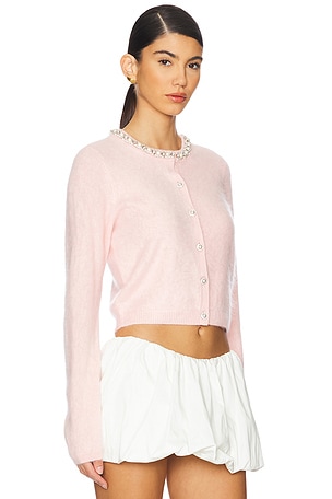 Alice + Olivia Dollie Long Sleeve Cardigan in Blush