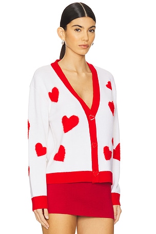 Alice + Olivia Bradley Short Cardigan in White,Red