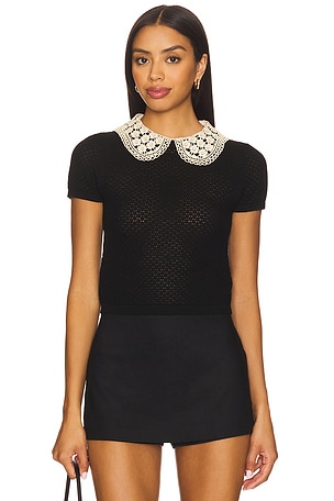 Ciara Short Sleeve Pullover With Collar Alice + Olivia