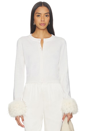 Dollie Faux Fur Cuff Cardigan Alice + Olivia