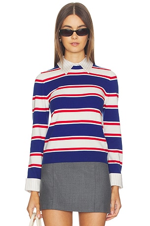 Alice + Olivia Porla Collared Sweater in Blue,Red