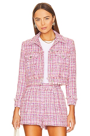 Alice + Olivia Chloe Tweed Cropped Jacket in Candy Multi | REVOLVE