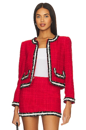 L'AGENCE Lacey Knit Blazer in Dark Bordeaux