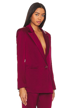 Alice + Olivia Denny Notch Collar Bf Blazer in Burgundy