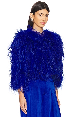 Alice + Olivia Kidman Feather Jacket in Royal