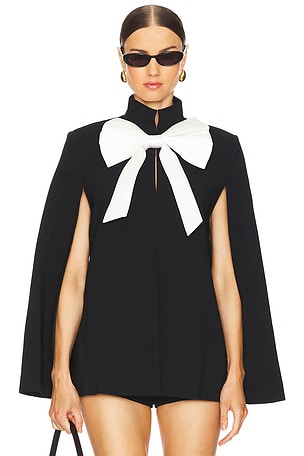 Philippa Bow Cropped Cape Alice + Olivia